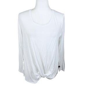 Terez Shirt Women Medium White Twist Front Long Sleeve Solid Lightweight Top